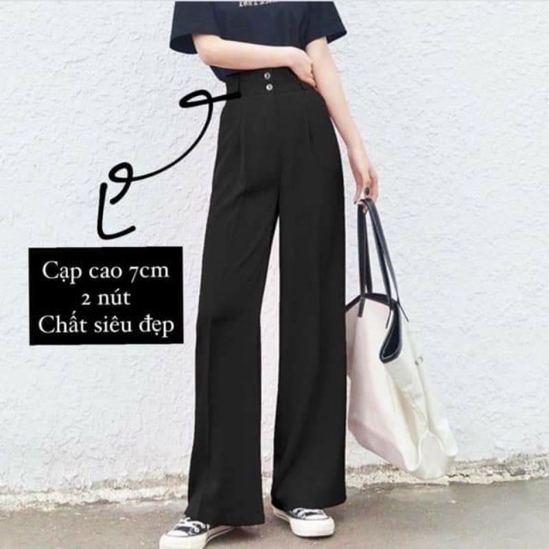 Quần ống suông lưng cao, Cạp cao 7cm 2 khuy