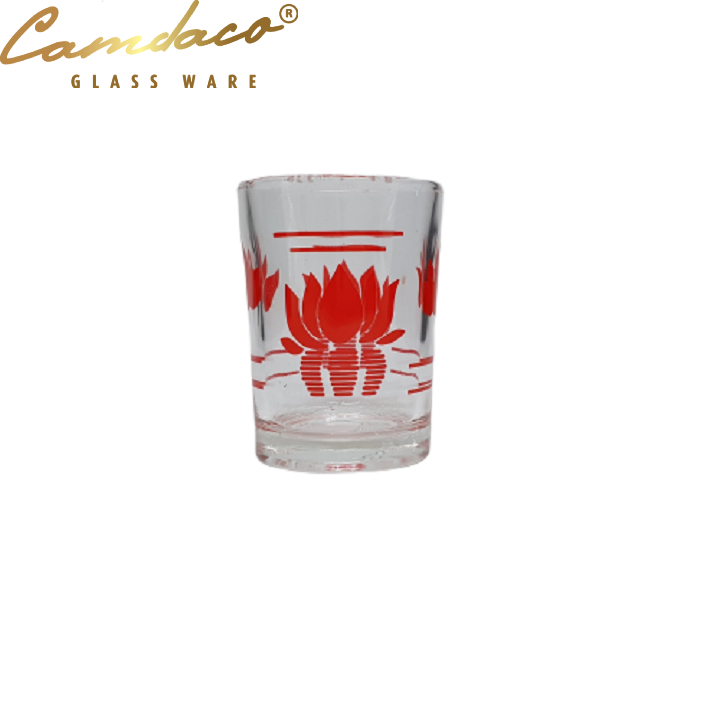 Bộ 12 Ly Cốc Thủy Tinh Uống Trà Rươu F4 In Hoa Sen CAMDACO GLASS WARE