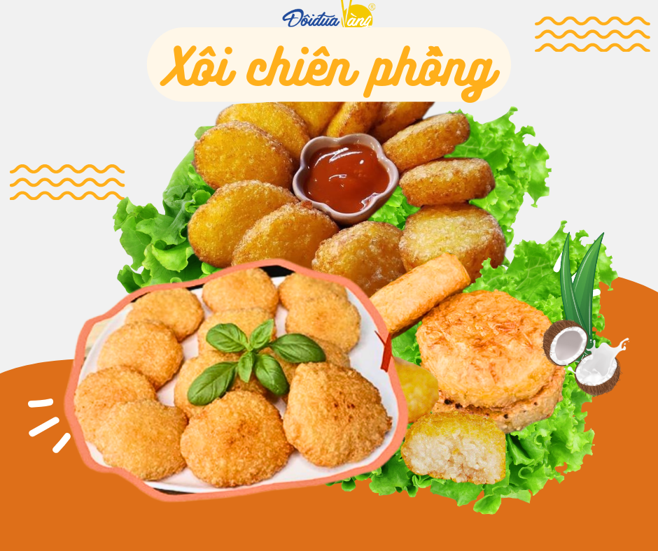 Xôi chiên phồng cốt dừa đôi đũa vàng 500g béo ngậy đậm đà