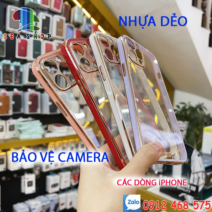 Ốp lưng iphone 6s , 7 plus, 8 plus, xs max,, xr, iphone 11 pro max, iphone 12 pro max, 12 mini - nhựa dẻo - viền bóng - lưng trong suốt - thiết kế bảo vệ camera
