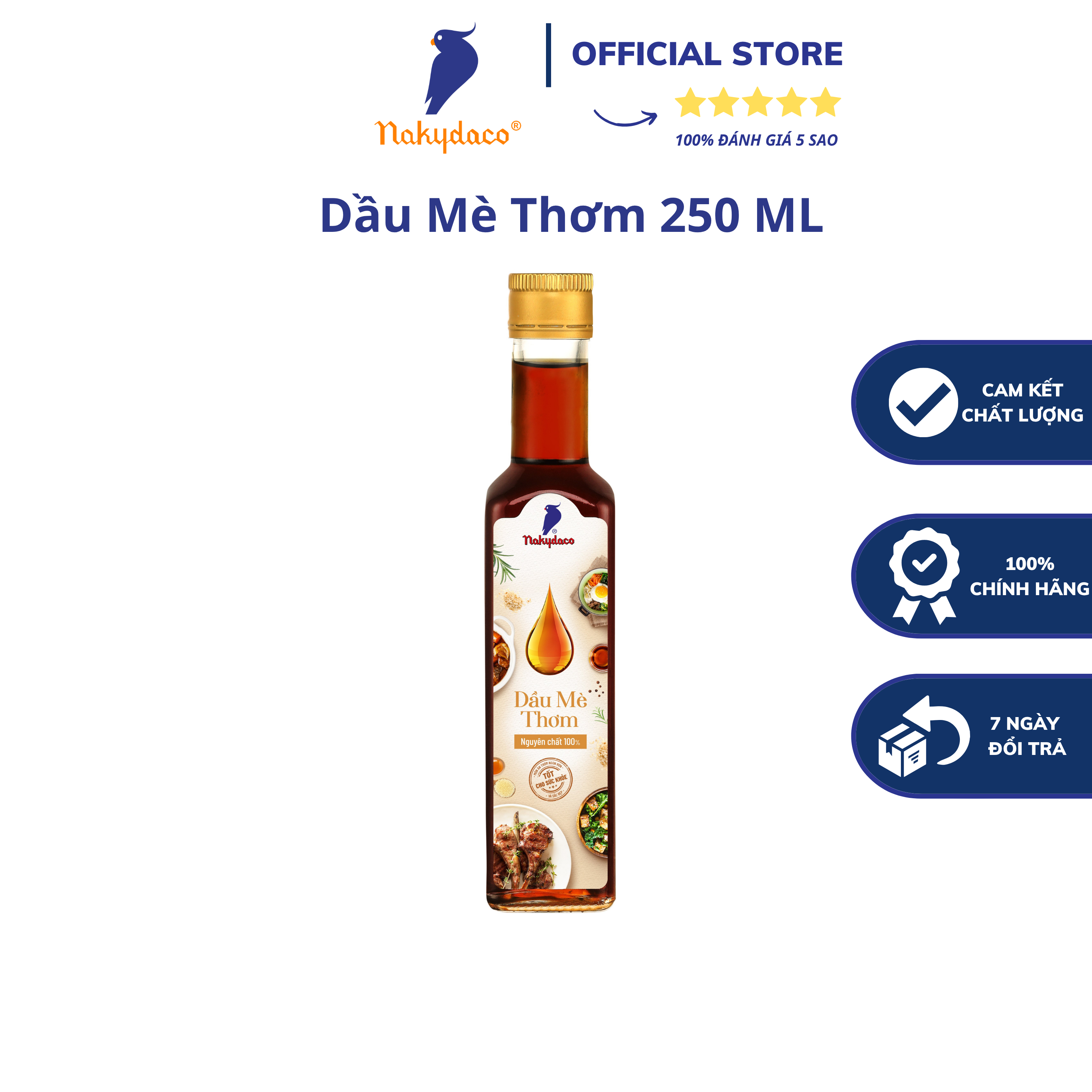 Dầu Mè Thơm Nakydaco 250ml-dầu mè rang Con Két Chính Hãng-Roasted Sesame Oil 250ml