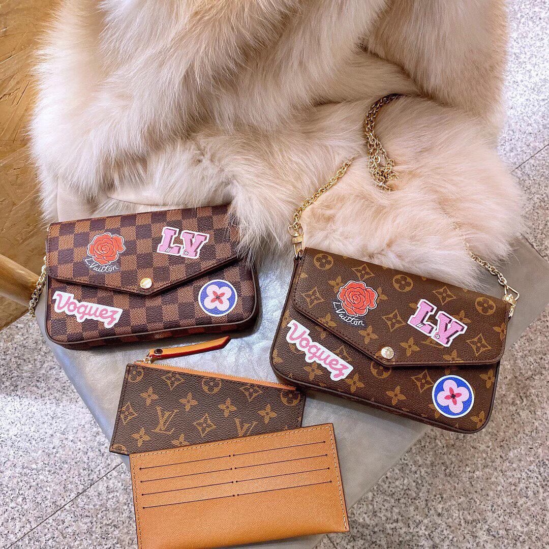 Túi xách nữ FELICE SET 3 kèm 2 ví hoạ tiết monogram hàng fullbox có hộp