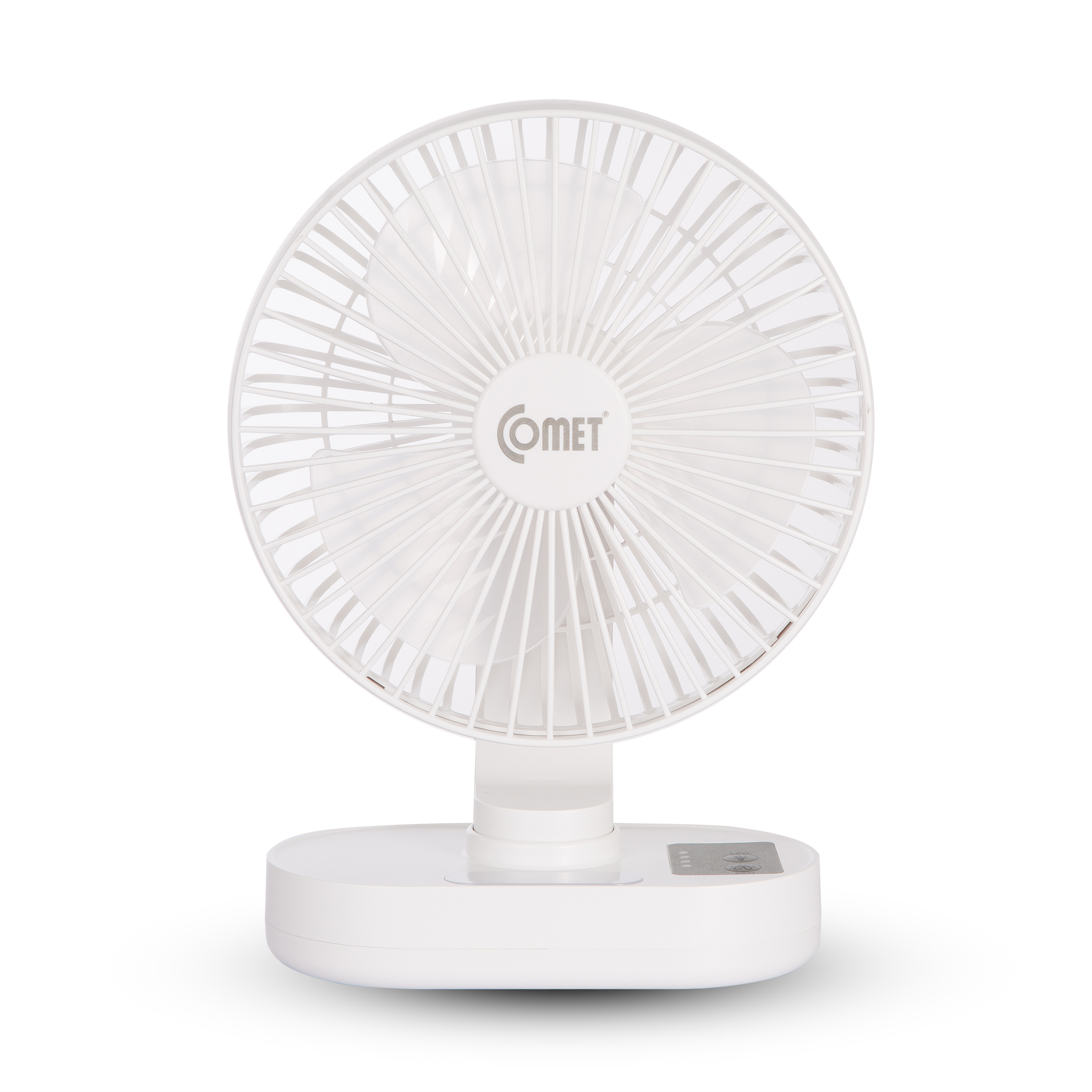 Quạt tích điện mini Comet CRF1406, tích hợp đèn Led, dung lượng Pin 3000mAh, cánh dài 15.24cm, thiết kế nhỏ gọn, đẹp mắt.