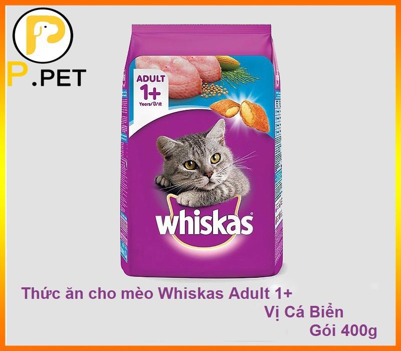 Thức ăn cho mèo trên 1 tuổi whiskas - thức ăn hạt khô cho mèo - vị cá biển - gói 400gr
