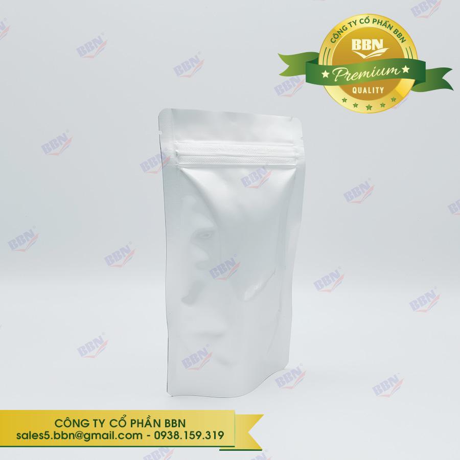 Túi nhôm đáy đứng zipper 2 mặt bạc 18x26cm