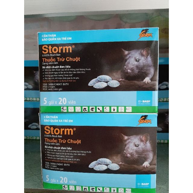 Thuốc diệt chuột Storm hộp 5 gói ×20 viên