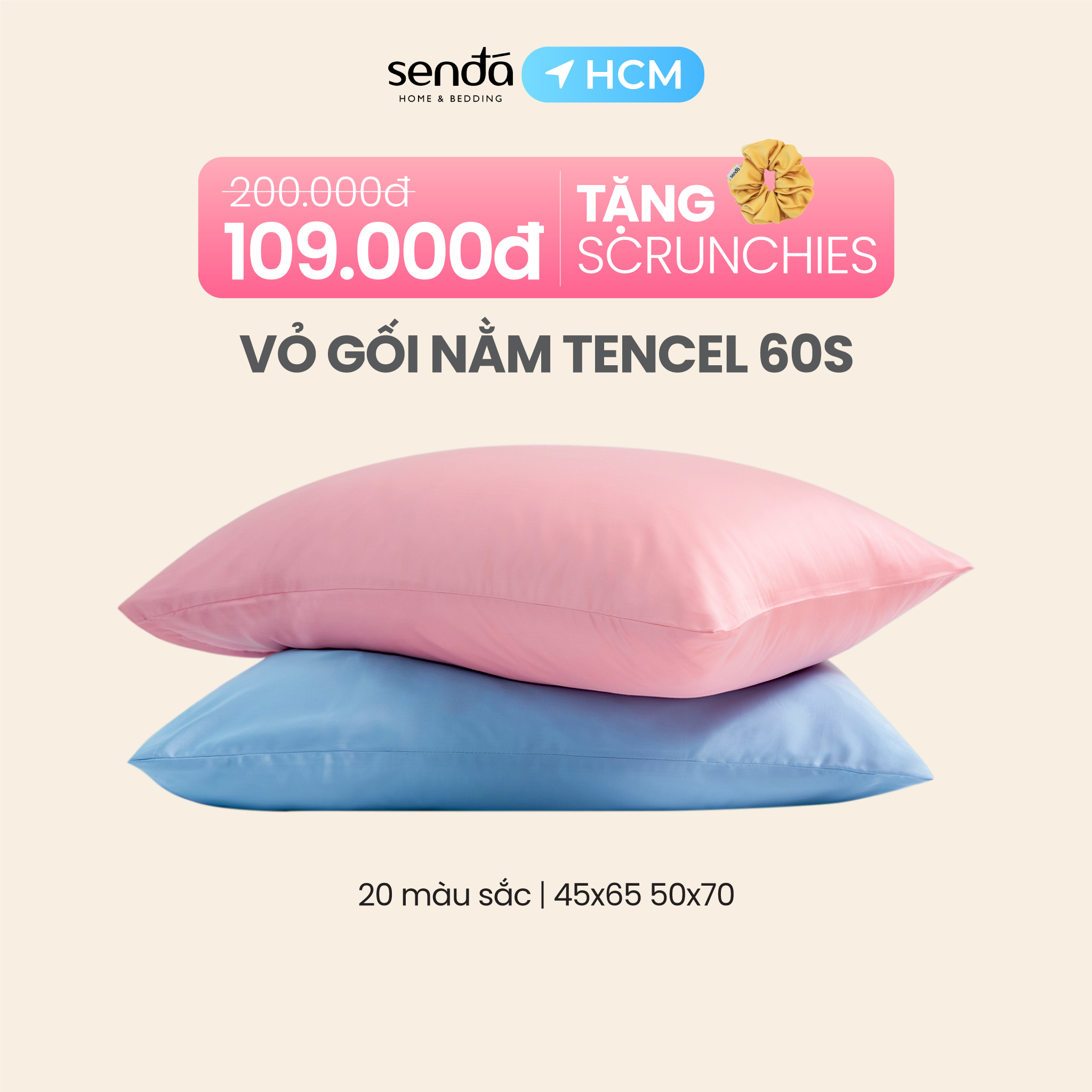 Vỏ gối lụa tencel 50x70 45x65 cm sen đá bedding cao cấp trơn màu, áo, bao gối nằm 100% lyocell 60s