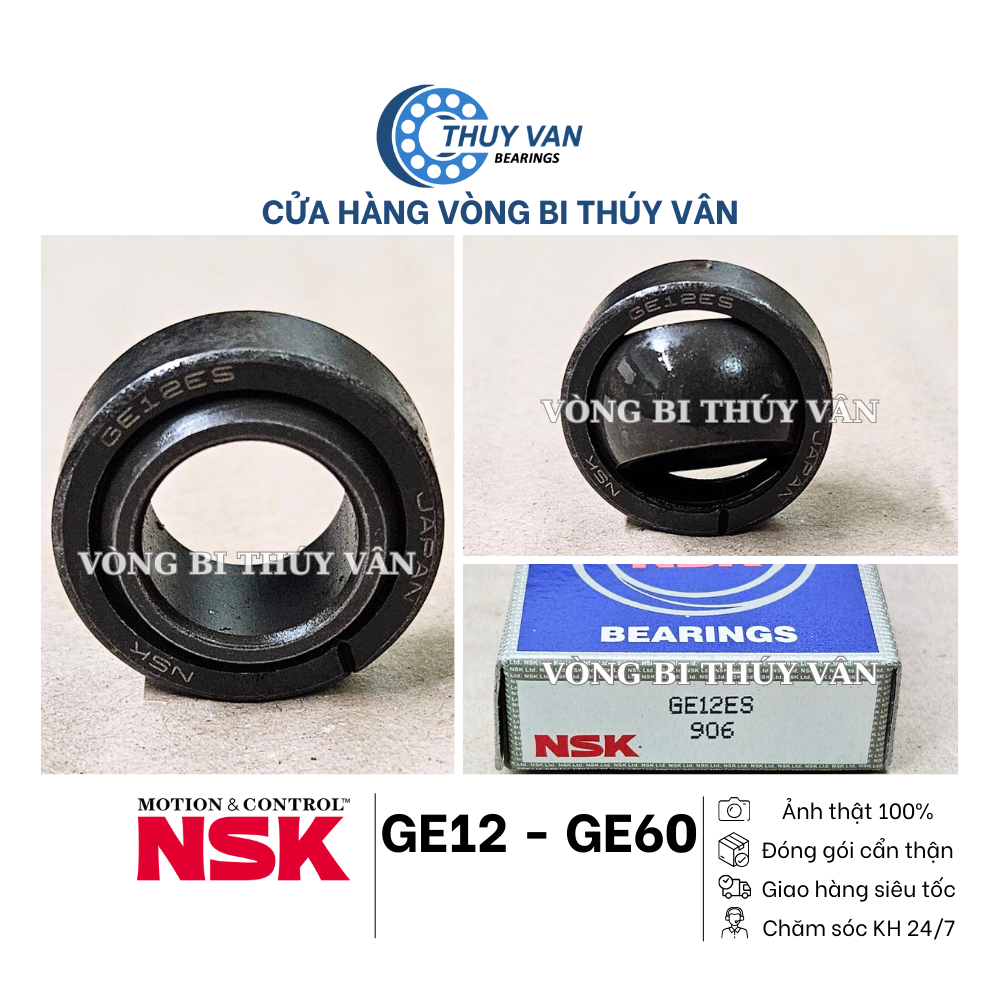 Vòng bi bạc đạn mắt trâu, cầu, xuyên tâm GE 12 15 20 25 30 35 40 45 50 55 60 70 80 90 ES hãng NSK