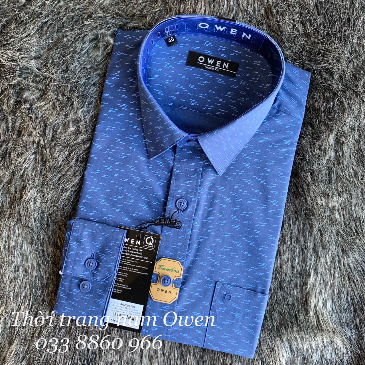 OWEN - Áo sơ mi dài tay Owen Regular fit màu xanh navy 20862