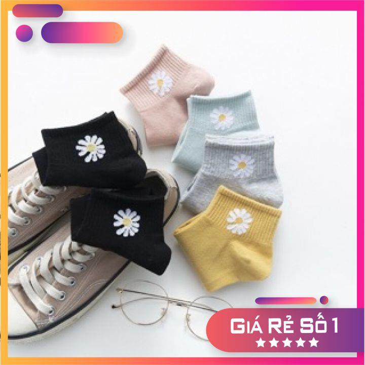 Set 10 đôi tất hoa cúc hot trend kèm túi rút xịn sò