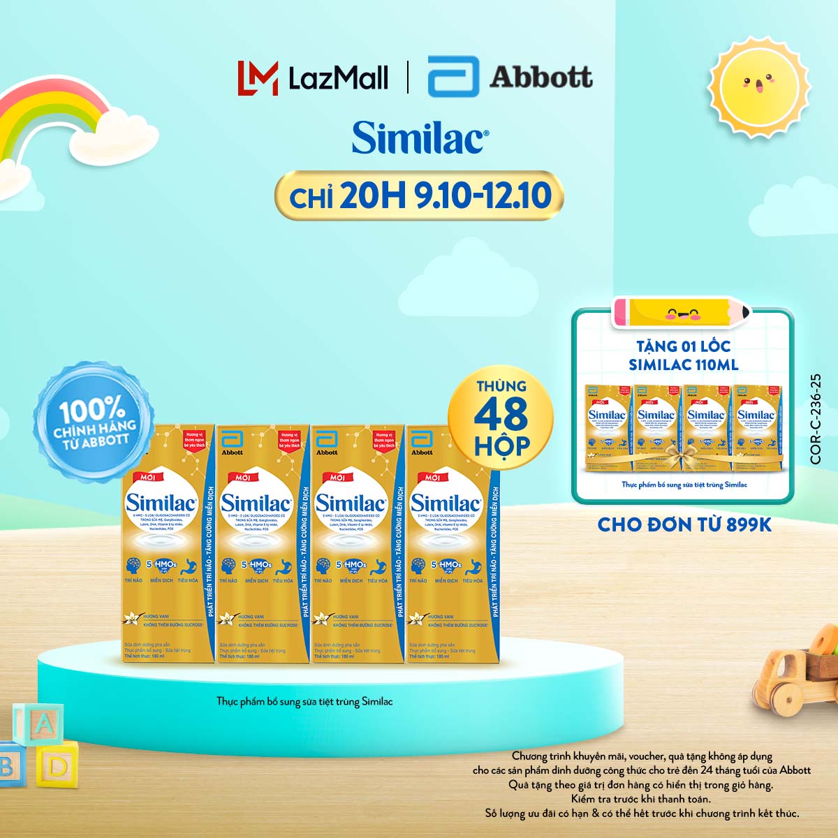 (CHỈ TỪ 20H 9-12.10 TẶNG QUÀ CHO ĐH 899K-SLCH) Thùng 48 hộp thực phẩm bổ sung sữa tiệt trùng Similac Eye-Q 4 nước 180ml (Bao bì thay đổi theo từng đợt nhập hàng)-cho trẻ từ 1 tuổi
