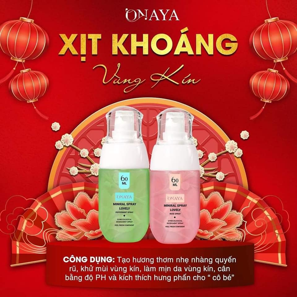 Xịt khoáng vùng kín Onaya Minaral Spray Lovely - khử mùi, lưu hương, cân bằng PH,...