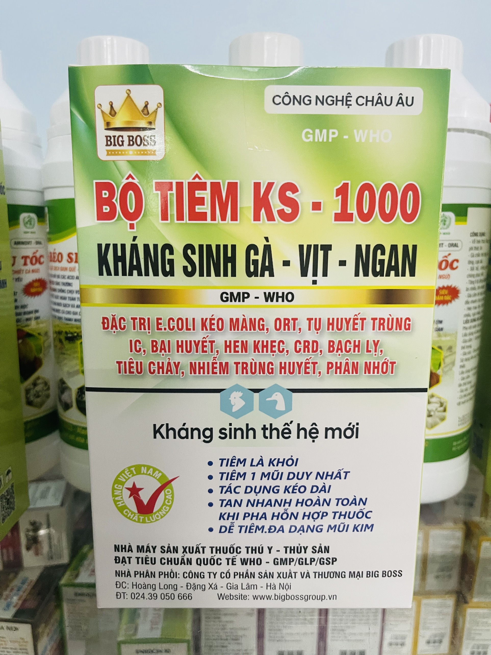 Bộ tiêm KS 1000 trị Ecoli bại huyết ngan vịt, ORT, Ecoli kéo màng trên gà hiệu quả ko bị nhờn thuốc kháng thuốc