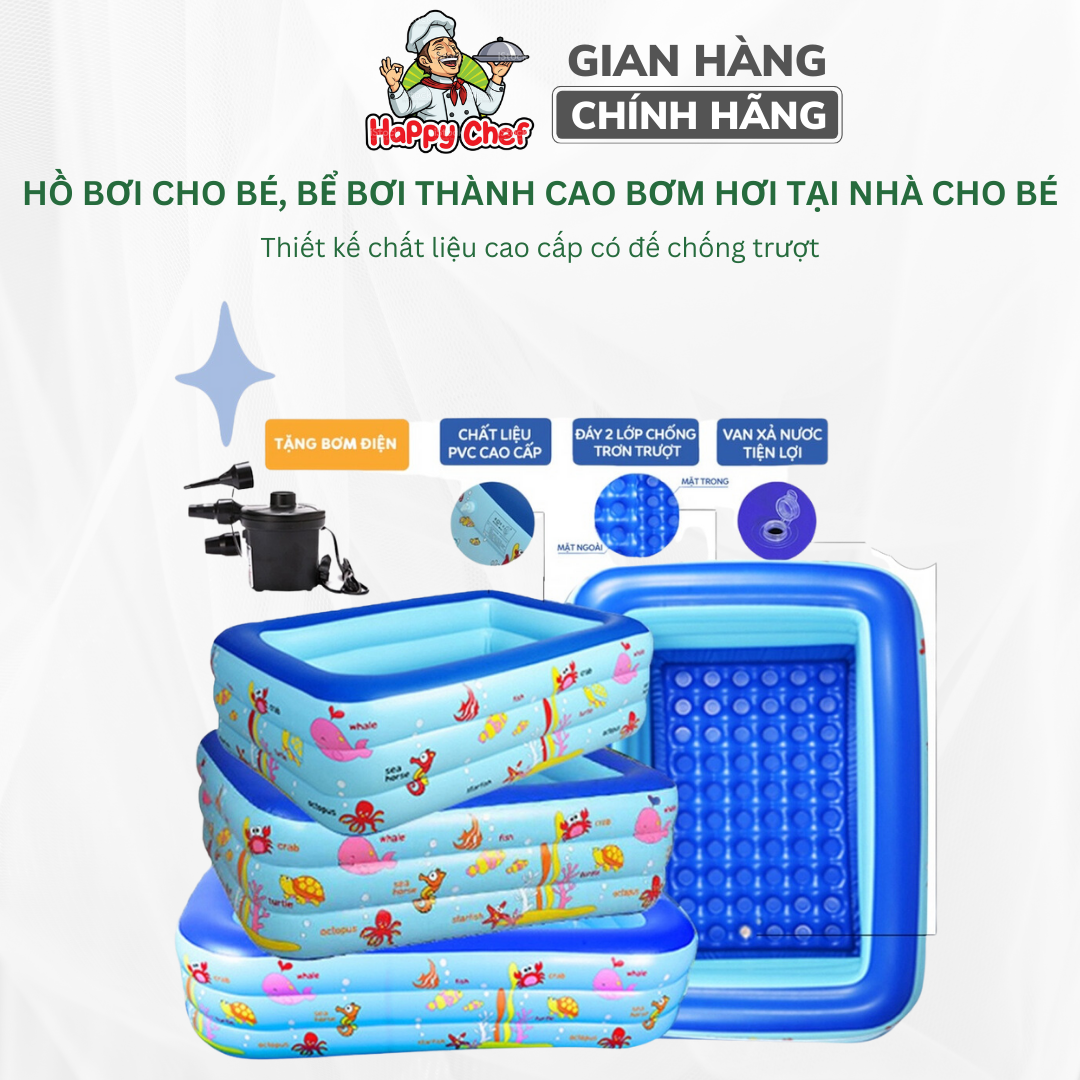 [Full Kích Thước] Bể Bơi Cho Bé, Hồ Bơi Phao Cho Bé Bơm Hơi Tại Nhà 3 Tầng Nhiều Kích Thước Hàng Loại 1 Dày Dặn Có Đáy Chống Trượt, Lỗi Đổi Mới Khi Nhận Hàng