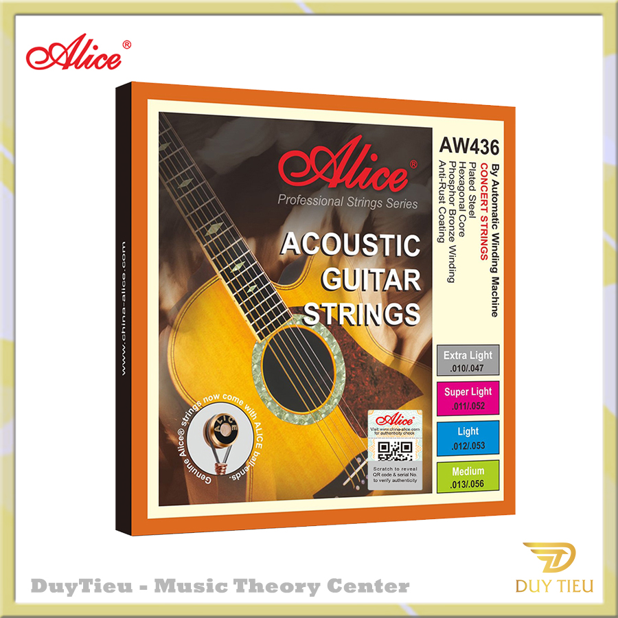 AW436 Acoustic Guitar String Set, Plated Steel Plain string, Phosphor Bronze Winding, Anti-Rust Coating - DuytieuGuitar DT017