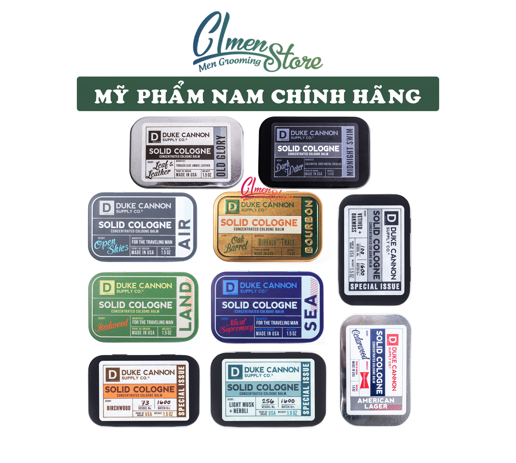 Nước hoa khô duke cannon – 10 mùi hương