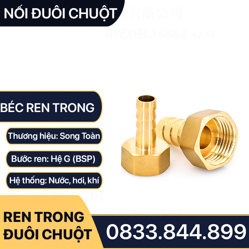 Béc Đuôi Chuột, Đầu Nối Ren Trong Đuôi Chuột Cắm Lòng Trong Ống Female Airline Horse Connector