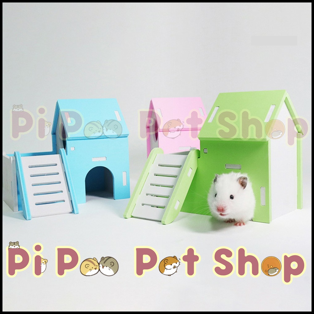 Nhà cho hamster - Nhà gỗ 2 tầng