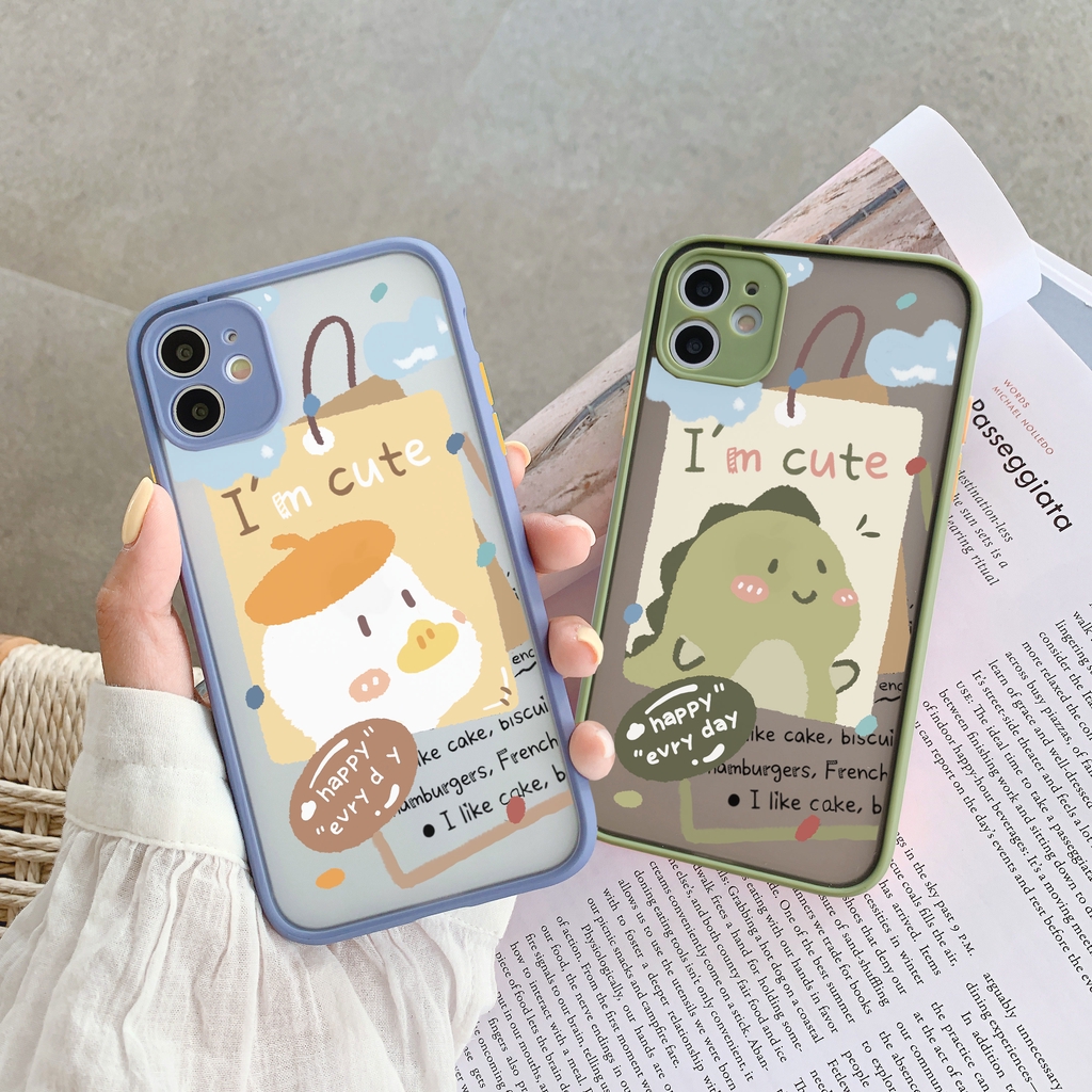 Ốp iphone - Ốp lưng viền nhám vịt và khủng long i'm cute 6/6splus/7/8/7plus/8plus/x/xs/xsmax/11/11promax
