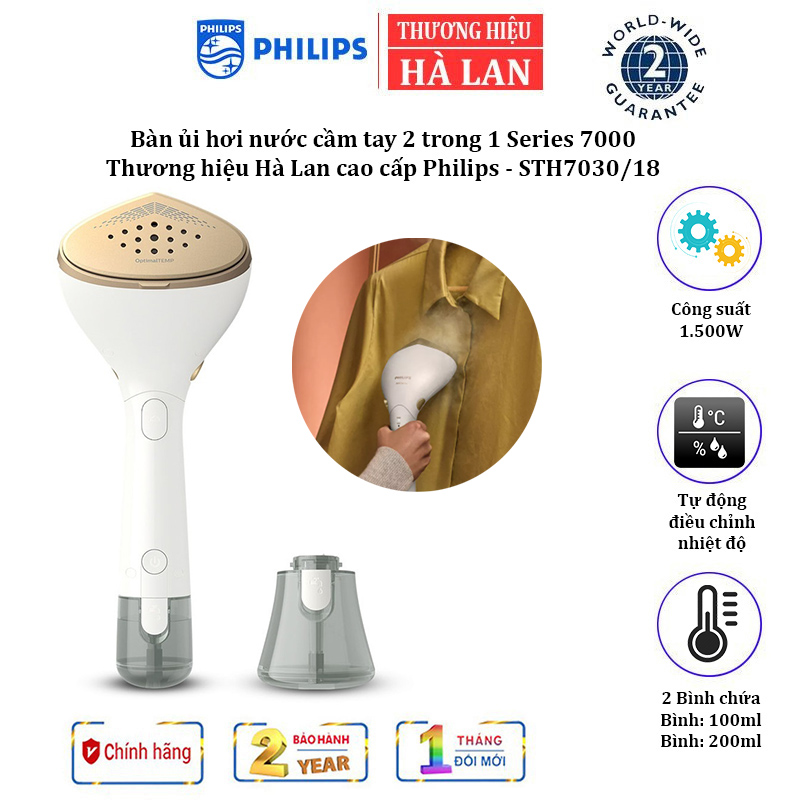 Bàn ủi hơi nước - bàn là hơi nước cầm tay 2 trong 1 series 7000 thương hiệu hà lan cao cấp philips sth7030/18 - hàng chính hãng