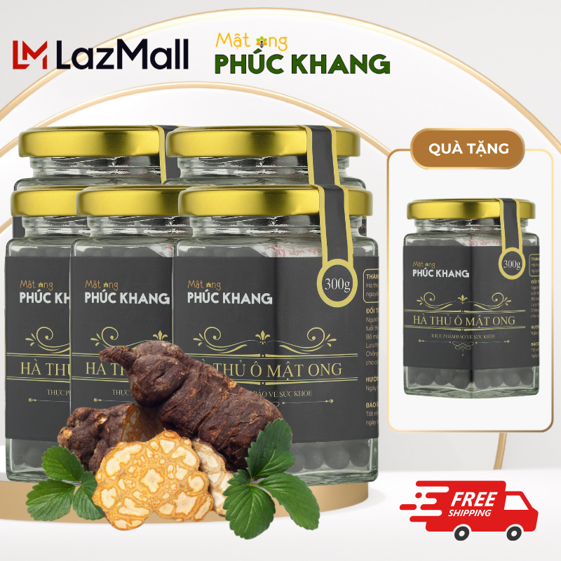 5 Hộp Hà thủ ô đỏ mật ong cao cấp Phúc Khang 300g Làm đen tóc giúp mọc tóc giảm rụng tóc tóc bạc sớm Giúp ngủ ngon Mua 5 tặng 1