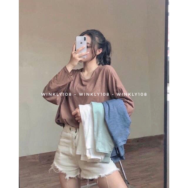 Áo phông trơn dài tay dáng basic