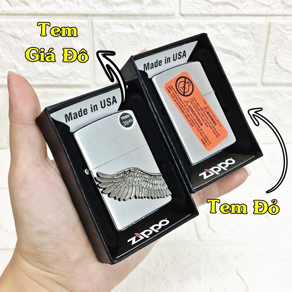 BẬT LỬA ZIPPO USA VÂN XƯỚC HÌNH CÁNH THIÊN THẦN - RUỘT USA (CÓ TEM ĐỎ VÀ TEM GIÁ ĐÔ) - (XÀI XĂNG) #BẠC