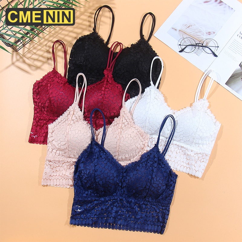 Áo bra cổ chữ V phối viền gen quyến rũ áo lót nâng ngực cổ V sexy