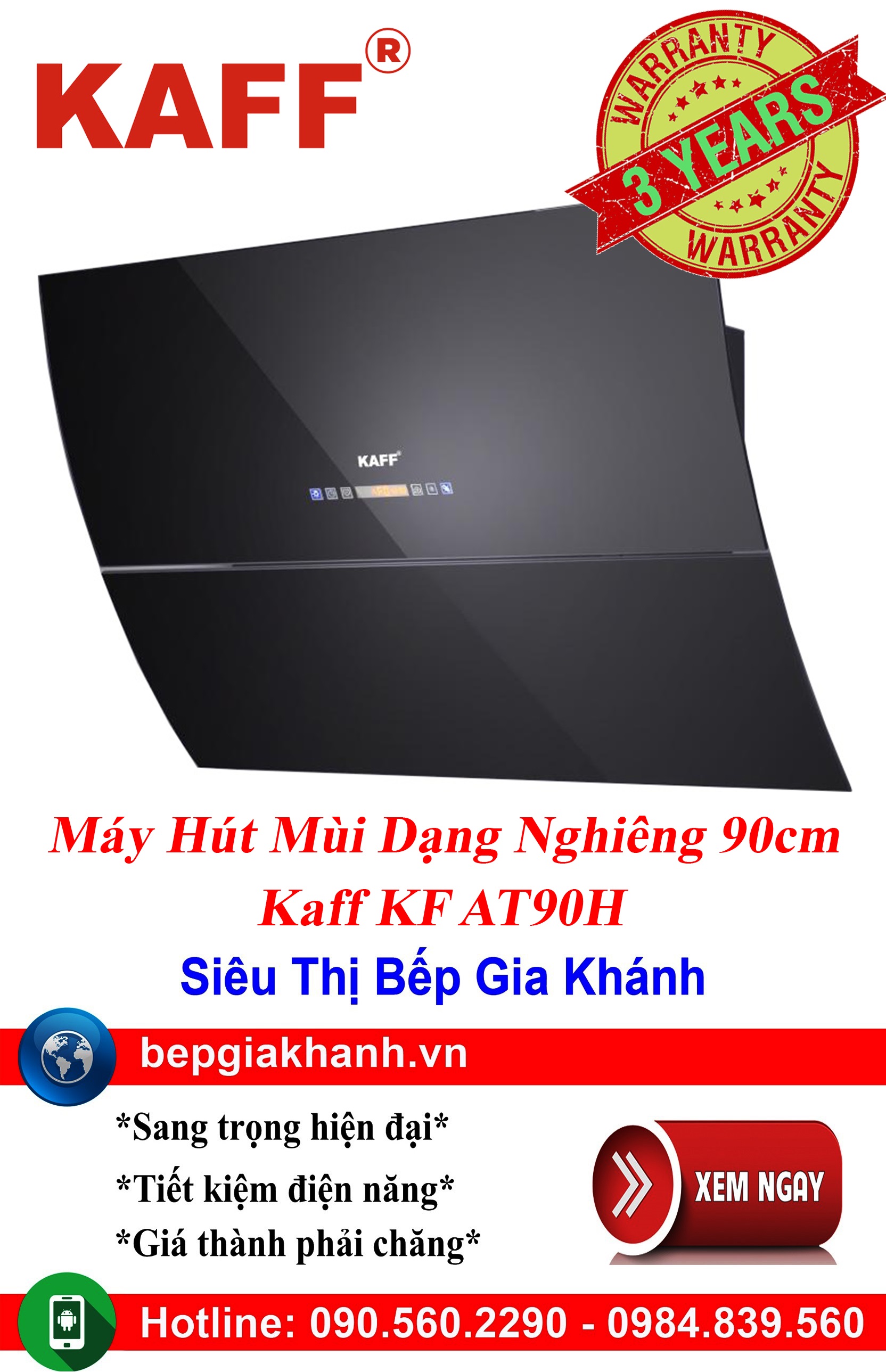 [HCM]Máy hút mùi dạng nghiêng 90cm Kaff KF AT90H máy hút mùi nhà bếp máy hút mùi bếp máy hút mùi kính cong máy hút mùi canzy máy hút mùi mini máy hút mùi âm trần máy hút mùi electrolux may hut mui