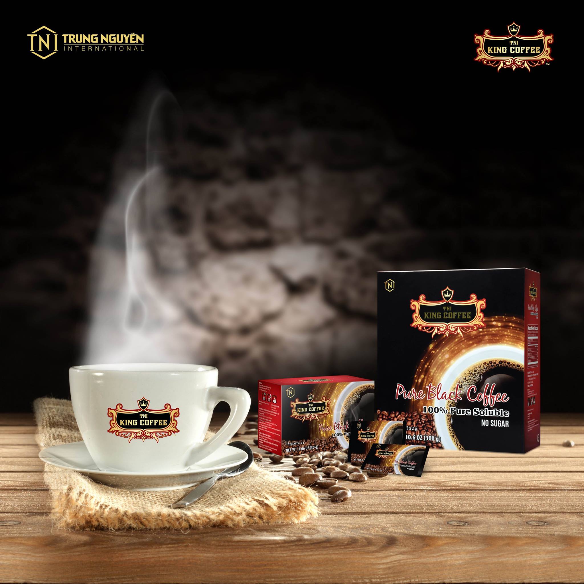 [Mua 1 Tặng 1] Mua 1 Hộp Cà phê hòa tan đen không đường KING COFFEE - Hộp 150 gói x 2 g (300g) Tặng 1 Hộp Cà phê hòa tan đen không đường KING COFFEE 30g