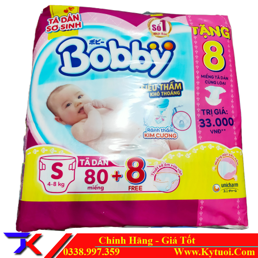 Tã dán Bobby size S80 (hàng tặng)