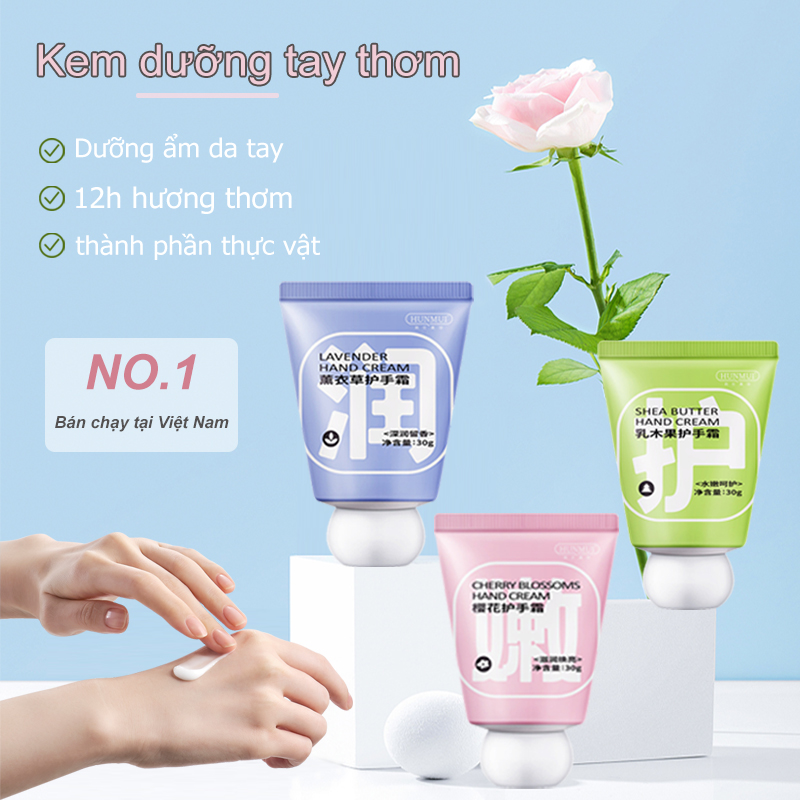 Kem Dưỡng Ẩm Cho Tay Kem dưỡng ẩm chống khô da tay tinh chất axit hyaluronic dưỡng ẩm dưỡng ẩm chăm sóc da tay săn chắc chống khô  Kem Dưỡng Ẩm Hương Lavender và Sakura, Dầu Hạt Mỡ Mỡ - 30g