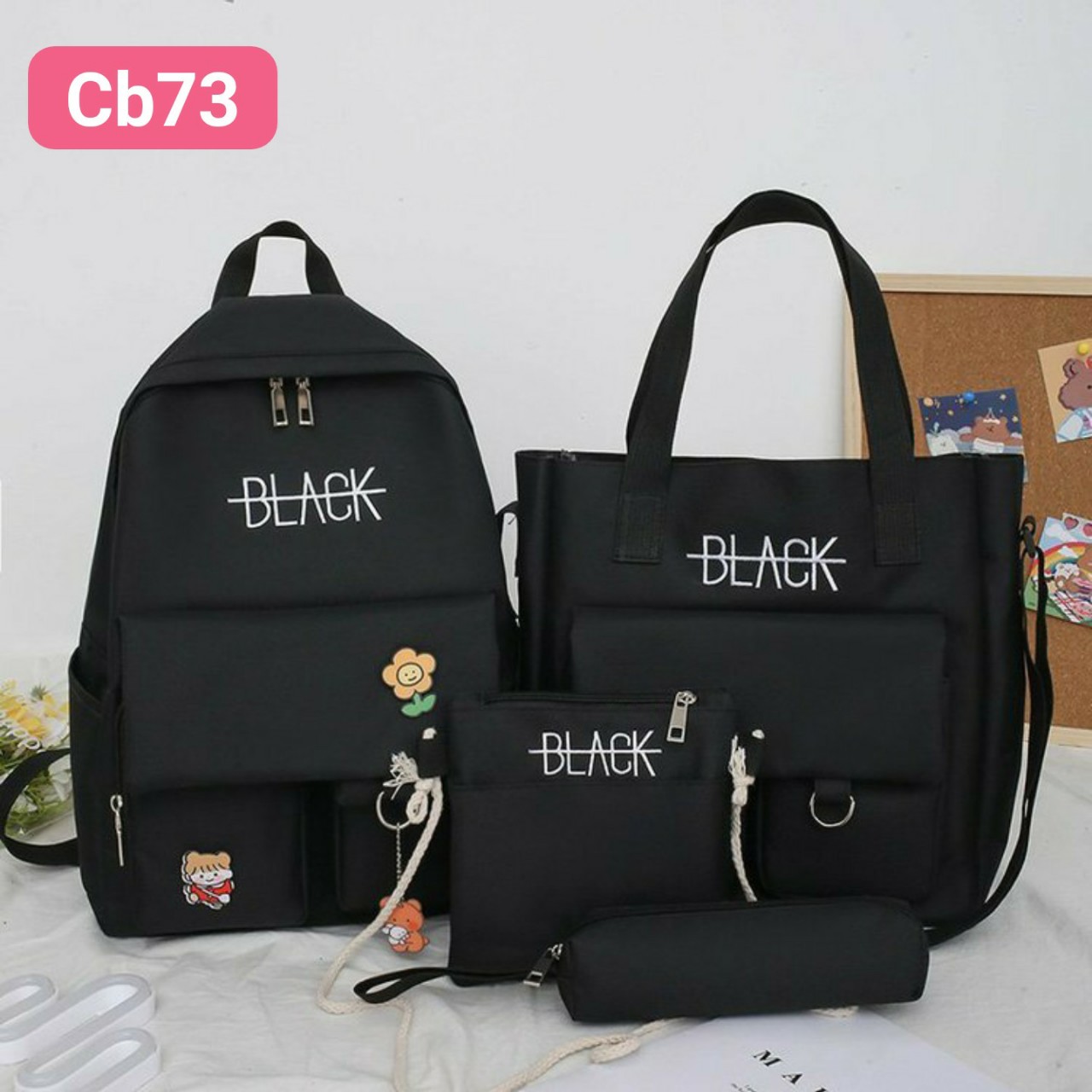 Set balo 4 món phong cách hàng quốc cực chất cho 2021