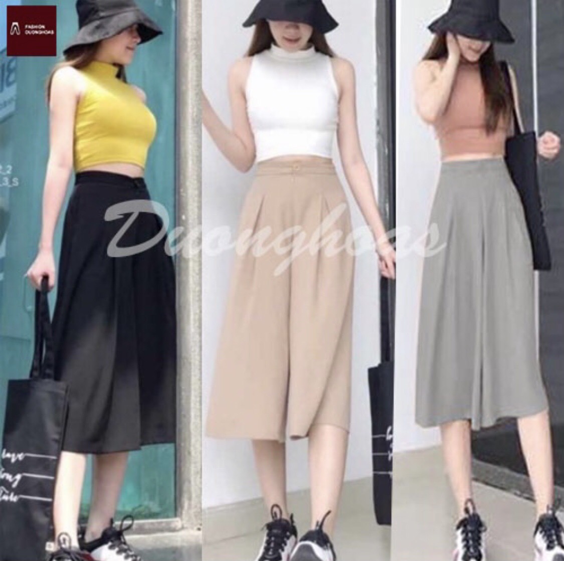 Quần giả váy lửng cao cấp chất đũi sớ mát qgv505