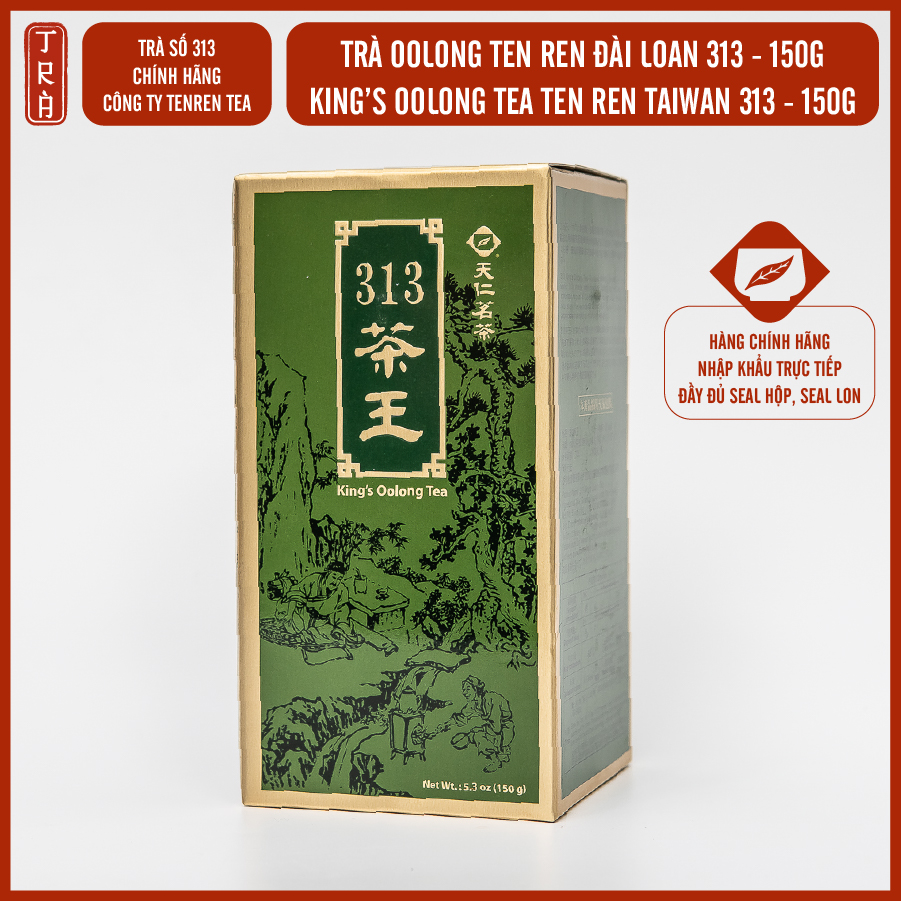 Trà Vương TenRen chính hãng, King's Oolong Tea 313, đóng hộp thiếc, khối lượng 150g trà