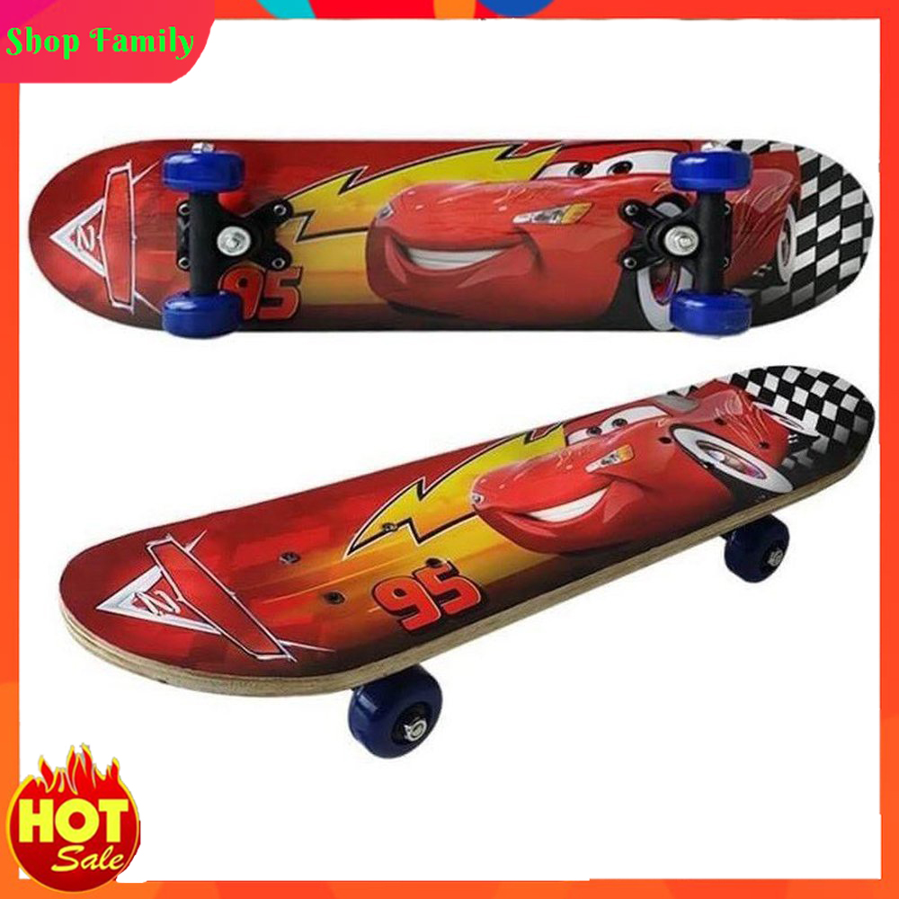 Ván trượt giành cho trẻ em Skateboard từ 2 - 6 tuổi, chất liệu gỗ phong ép cao cấp, hình hoạt hình siêu cute cho bé