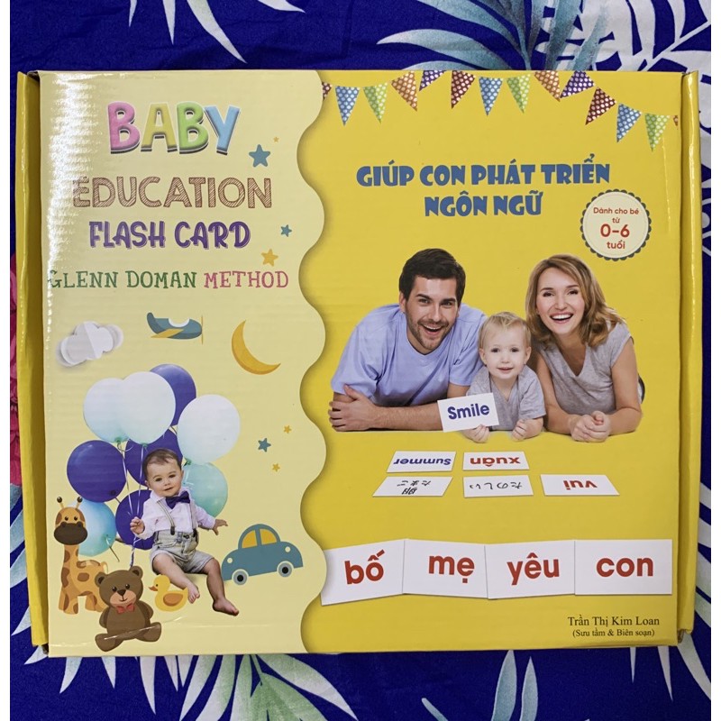 Bộ thẻ Flashcard giúp con phát triển ngôn ngữ gồm 200 thẻ loại To KT 26x14cm giấy cao cấp Ivory 350