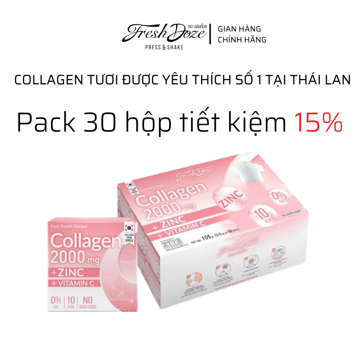 Pack 30 hộp Collagen FreshDoze ZinC