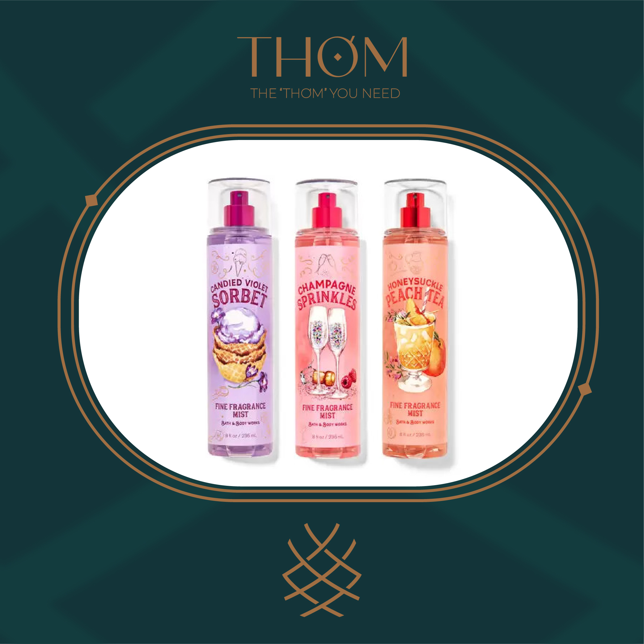 [HCM]CANDIED VIOLET SORBET | CHAMPAGNE SPRINKLES | HONEYSUCKLE PEACH TEA | Sản Phẩm Xịt Thơm Toàn Thân Fine Fragrance Mist Bath & Body Works 236ml