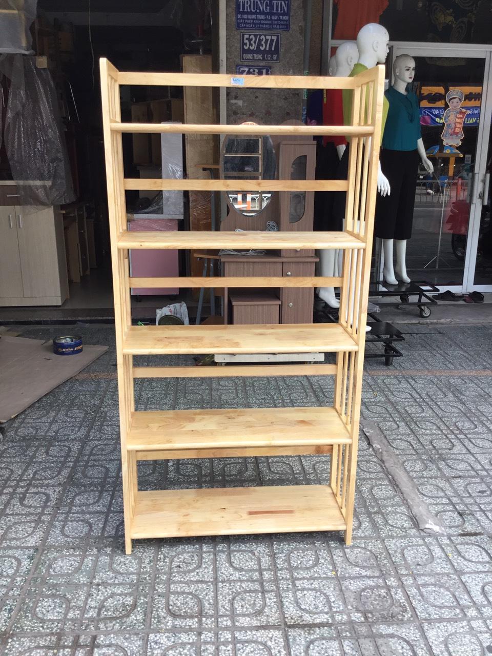 Kệ sách gỗ 5 tầng ngang 80 cm màu vàng