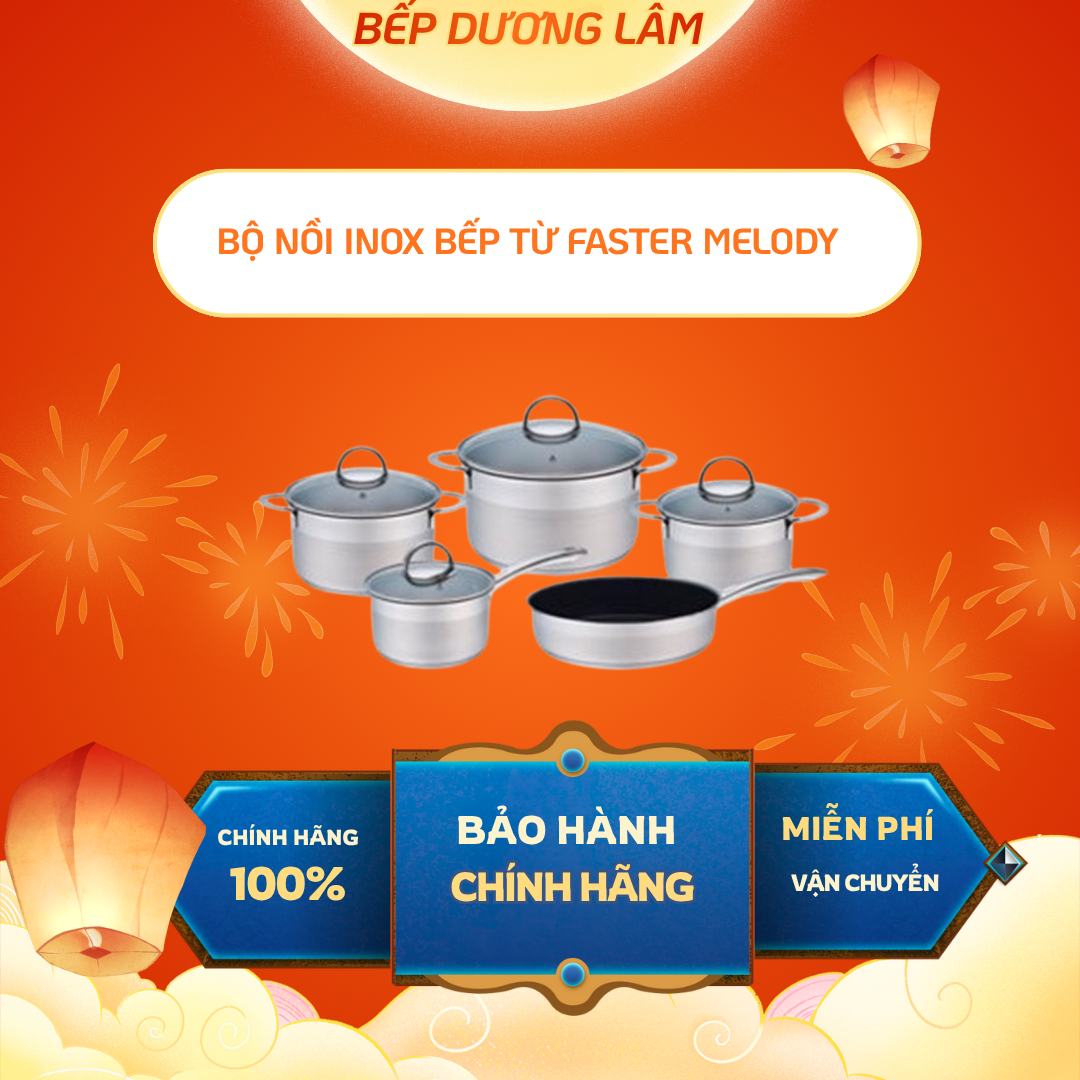 Bộ nồi inox 5 món Faster Melody đáy 3 lớp cao cấp