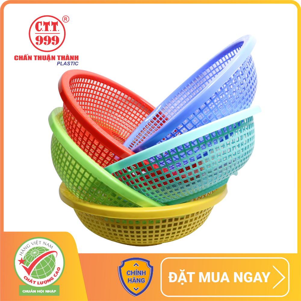 Combo 5 Rổ nhựa tròn 40cm Chấn Thuận Thành đựng đồ đạc, đựng thực phẩm rau củ đa năng tiện lợi RC4020-5 (nhiều màu)