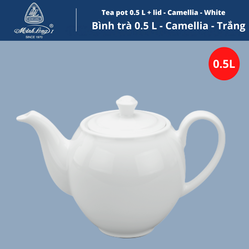 Bình trà gốm sứ minh long Bình trà 0.5 L - Camellia - Trắng