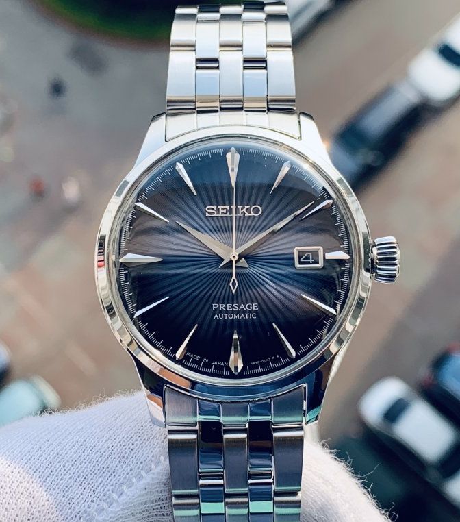 { ĐỒNG HỒ BẢO TÍN SHOP SỊN }  Đồng Hồ Nam Seiko Presage Automatic Sang Trọng Dây Kim Loại  Màu xanh tía chớp + Full Box Thẻ Bảo Hành