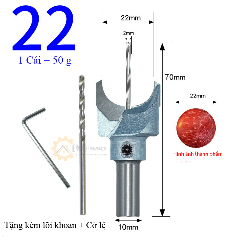 Mũi khoan tạo hạt chuỗi tideway 22mm