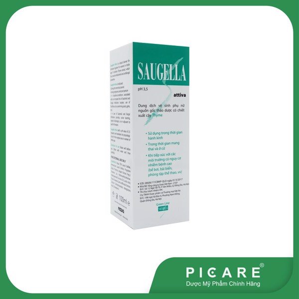[GIẢM 20K ĐƠN 399K] SAUGELLA ATTIVA -  Dung dịch vệ sinh phụ nữ 100ml ( Màu Xanh )