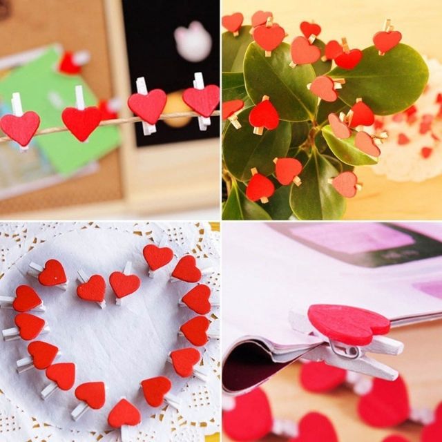 Set 20 kẹp gỗ trái tim