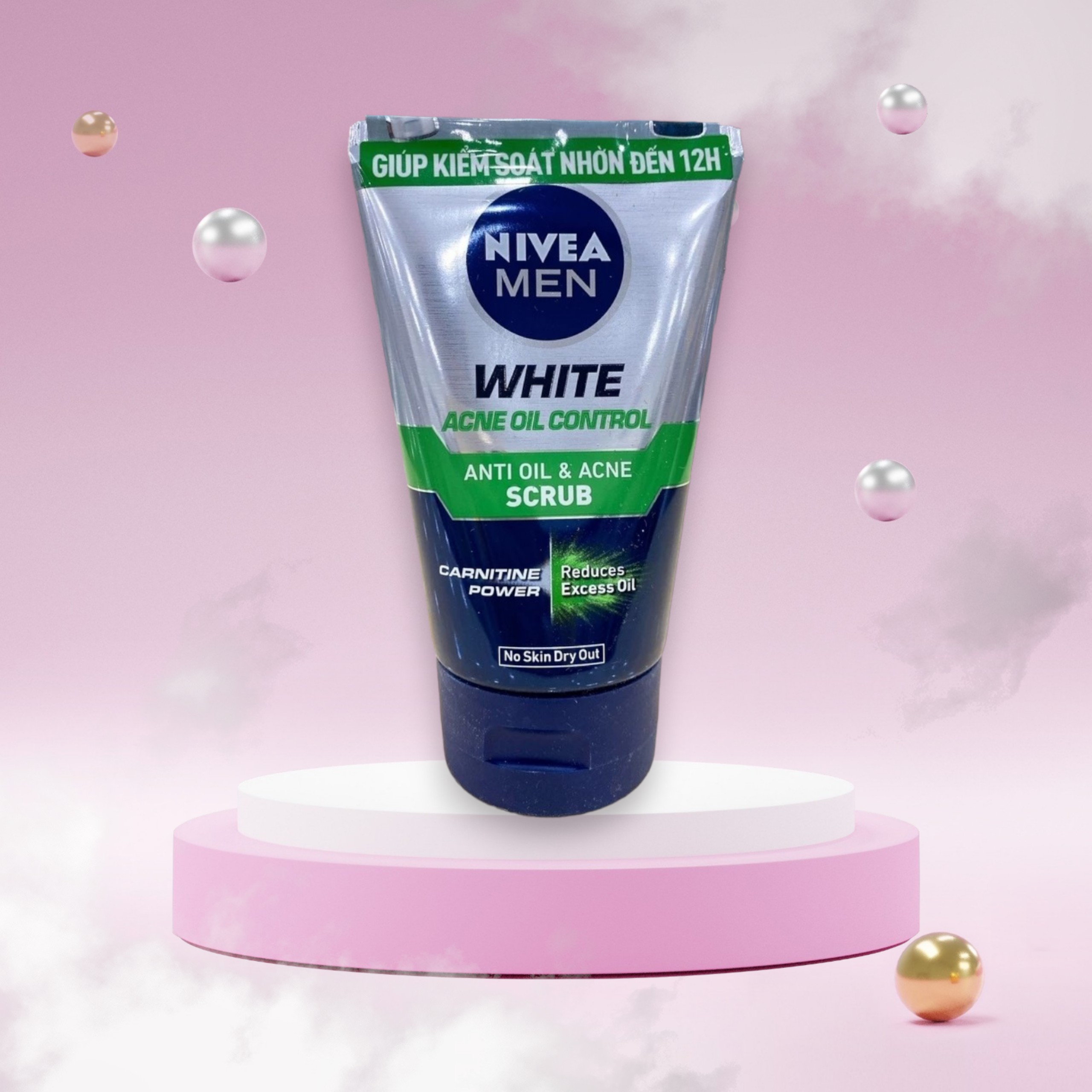 Sữa Rửa Mặt Nivea Men kiểm soát nhờn ngừa mụn White Acne Oil Control - Anti Oil & Acne Scrub 100g