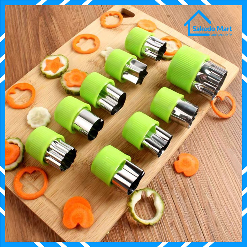 [FREESHIP] Bộ dụng cụ cắt tỉa rau củ quả 8 món, Dụng cụ cắt tỉa hoa quả đa năng, Khuôn tạo hình rau củ quả, Dụng Cụ Ăn Dặm Cho Bé
