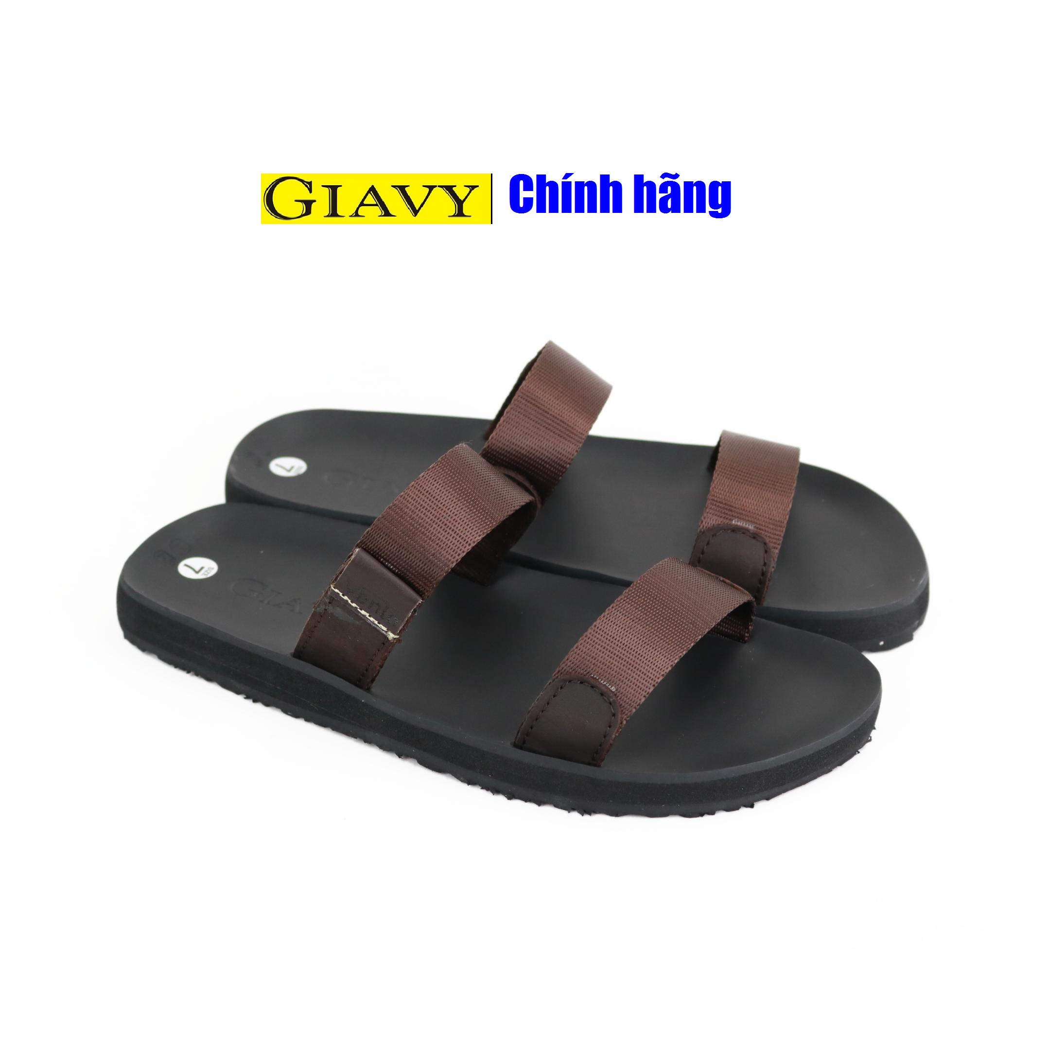 Dép giavy quai ngang nữ- k411 nâu
